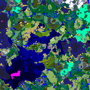 Predicted biome map of Java 26.3 seed -5992050132216724954 around estimated spawn