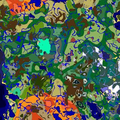 Predicted biome map of Java 26.3 seed 6340462023495150357 around estimated spawn