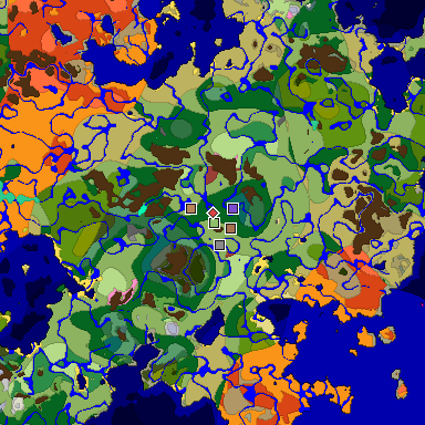 Predicted biome map of Java 26.3 seed -4128720232331555763 around estimated spawn