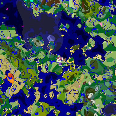 Predicted biome map of Java 26.3 seed 1002749149439851921 around estimated spawn