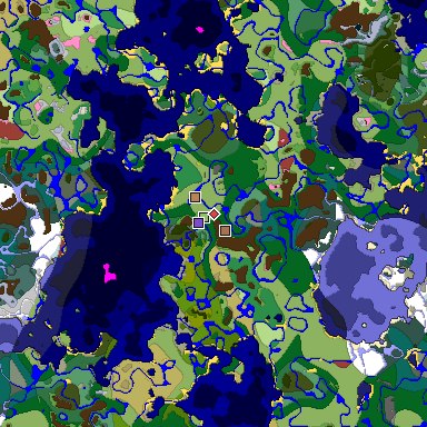 Predicted biome map of Java 26.3 seed 3483989429767799579 around estimated spawn