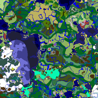Predicted biome map of Java 26.3 seed 1885800879460758605 around estimated spawn