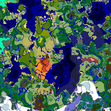 Predicted biome map of Java 26.3 seed 4807895528211945627 around estimated spawn
