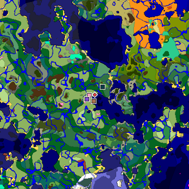 Predicted biome map of Java 26.3 seed -9083960867790967778 around estimated spawn