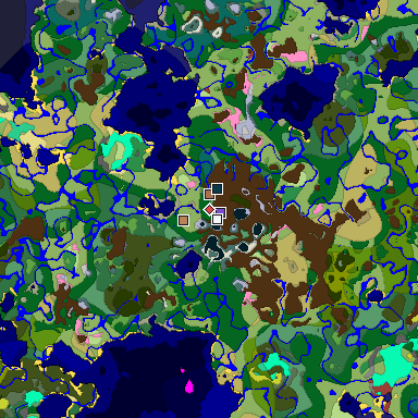 Predicted biome map of Java 26.3 seed -5057537811656906361 around estimated spawn