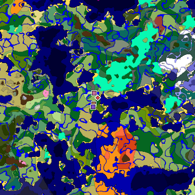 Predicted biome map of Java 26.3 seed 3777817221592803033 around estimated spawn