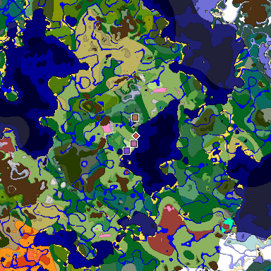Predicted biome map of Java 26.3 seed -4627374596889339302 around estimated spawn