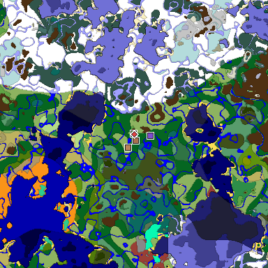 Predicted biome map of Java 26.3 seed -2274150396172747370 around estimated spawn