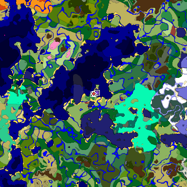 Predicted biome map of Java 26.3 seed 4626416439324085960 around estimated spawn