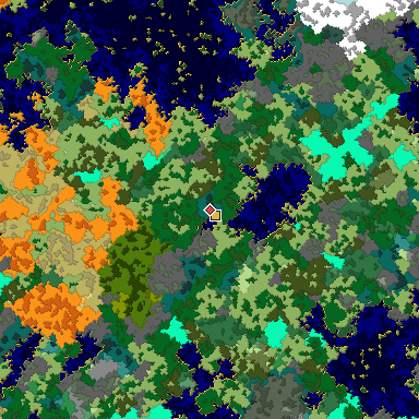 Map of Bedrock seed 1108197283 around the world origin