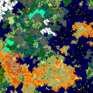Map of Bedrock seed -345934818 around the world origin