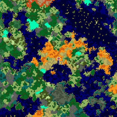 Map of Bedrock seed 1027208315 around the world origin