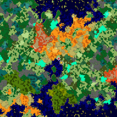 Map of Bedrock seed 268767584 around the world origin