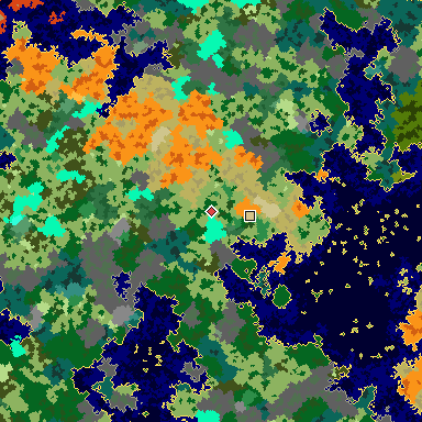 Map of Bedrock seed 703022049 around the world origin