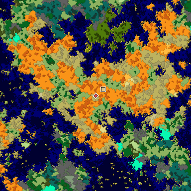 Map of Bedrock seed -1354620796 around the world origin