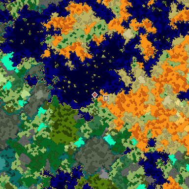 Map of Bedrock seed 1125070587 around the world origin