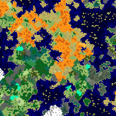 Map of Bedrock seed 291253969 around the world origin