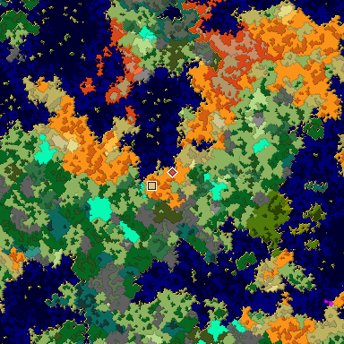 Map of Bedrock seed 256492497 around the world origin