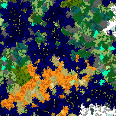 Map of Bedrock seed -743887490 around the world origin