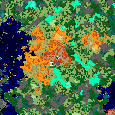 Map of Bedrock seed -331133834 around the world origin