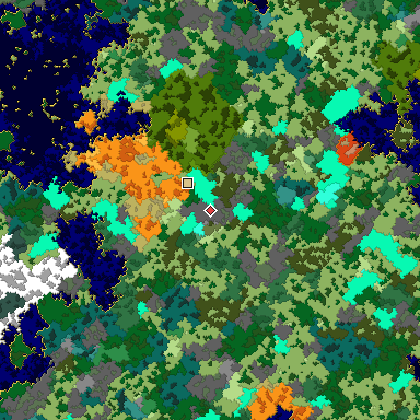 Map of Bedrock seed -982371353 around the world origin