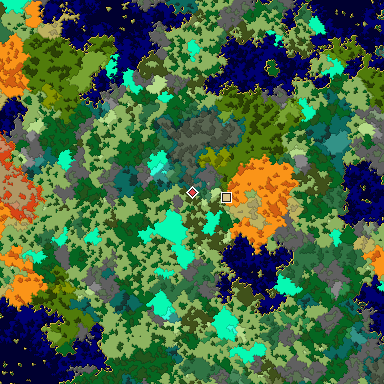 Map of Bedrock seed -1303318700 around the world origin