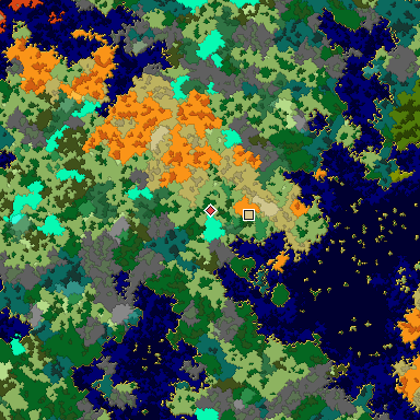 Map of Bedrock seed 703022049 around the world origin
