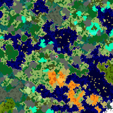 Map of Bedrock seed -107015569 around the world origin