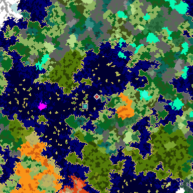 Map of Bedrock seed 464778208 around the world origin