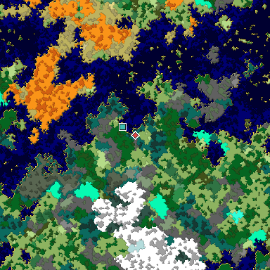 Map of Bedrock seed 107692838 around the world origin