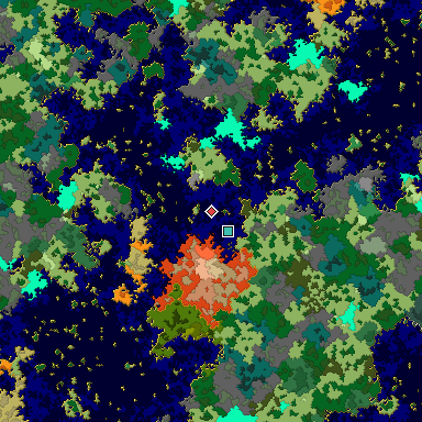 Map of Bedrock seed 734854164 around the world origin