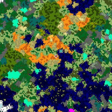 Map of Bedrock seed -231860318 around the world origin