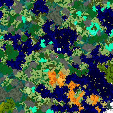 Map of Bedrock seed -107015569 around the world origin