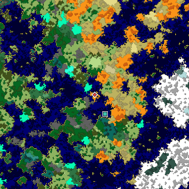 Map of Bedrock seed 1355293903 around the world origin