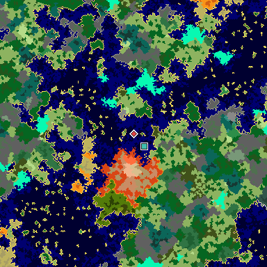 Map of Bedrock seed 734854164 around the world origin