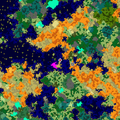 Map of Bedrock seed -1067845299 around the world origin