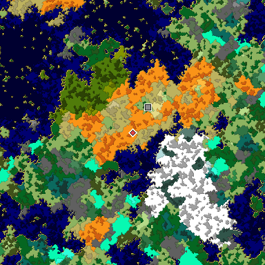 Map of Bedrock seed 165429455 around the world origin