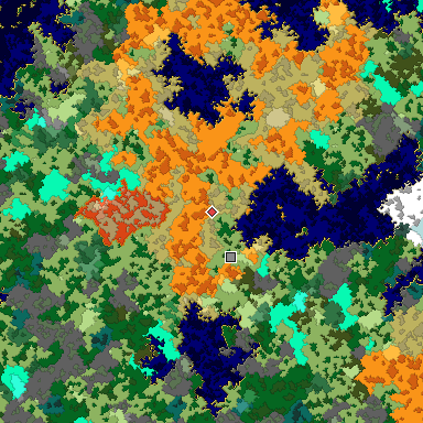 Map of Bedrock seed -1218095838 around the world origin