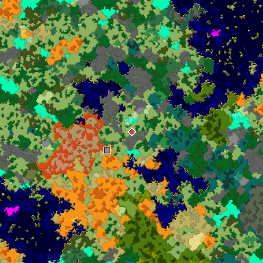 Map of Bedrock seed -261616298 around the world origin