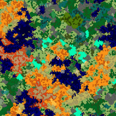 Map of Bedrock seed -1887983136 around the world origin