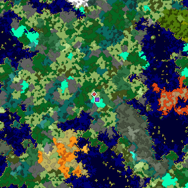 Map of Bedrock seed 311354644 around the world origin