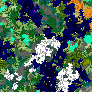 Map of Bedrock seed 1360028527 around the world origin