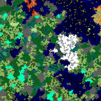 Map of Bedrock seed -1445682783 around the world origin