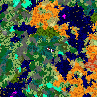 Map of Bedrock seed 1056599153 around the world origin