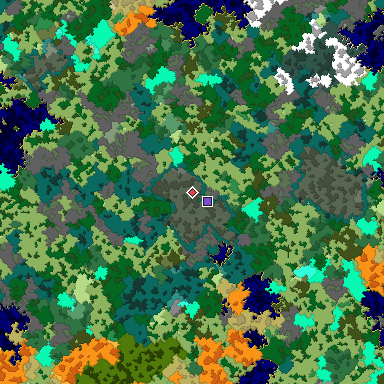 Map of Bedrock seed -143438759 around the world origin