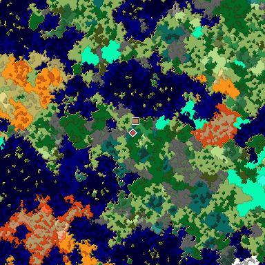 Map of Bedrock seed -1707644328 around the world origin