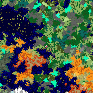 Map of Bedrock seed 1231928325 around the world origin