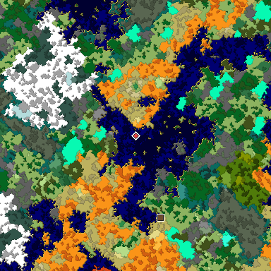 Map of Bedrock seed -595428616 around the world origin