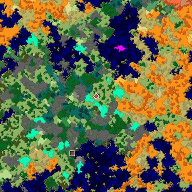 Map of Bedrock seed -1587195486 around the world origin