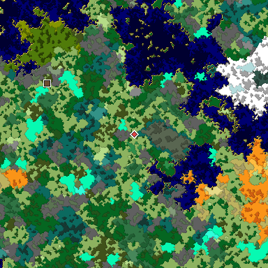 Map of Bedrock seed 1741229202 around the world origin